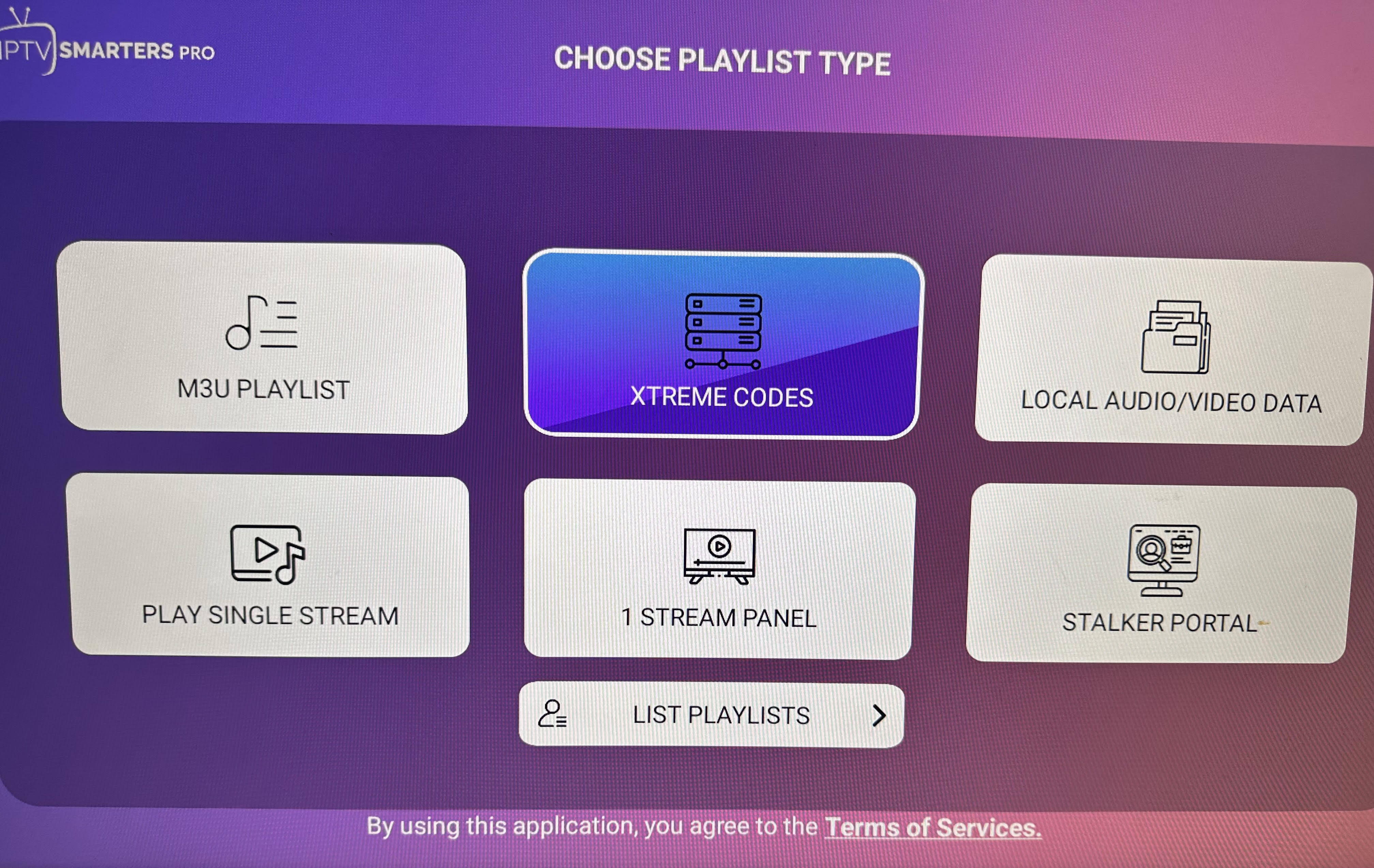 2. Click on Xtream CODES or it may say: LOGIN WITH XTREME CODES API